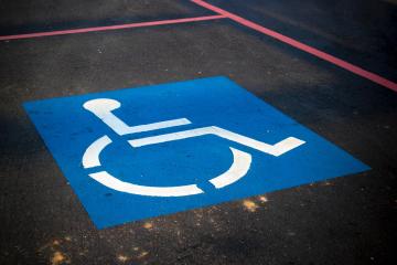 Handicap sign on parking space.