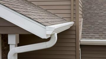 Close up of a gutter on a house.